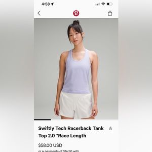 Lululemon pool side blue Racerback Tank